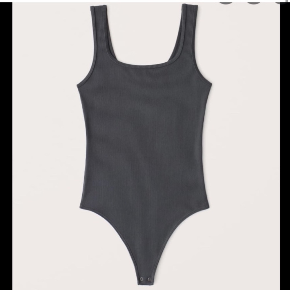 Abercrombie & Fitch Soft A&F Grey Seamless Rib Tank Bodysuit